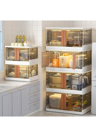 Piev Çok Amaçlı Kapaklı İstiflenebilir Organizer Dolap 4 Lü Beyaz