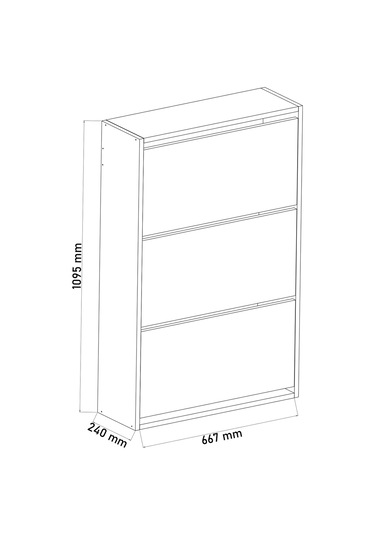 Dekorfim DF08101KAB Ayakkabılık Raflı Ayakkabılık 3 Bölmeli Kapaklı Ayakkabılık