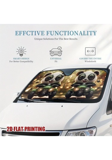 Chuangyinshop 1 Adet Panda Motosikletli Araba Güneşlik 130x70cm Uv Koruma Tüm Araçlar İçin