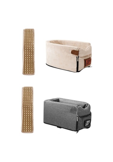 Cbtx Araç Merkezi Kontrol Koltuğu Pet Taşınabilir Yatak Pedi, Renk: Kare Gri+yaz Mat 42x20x22cm