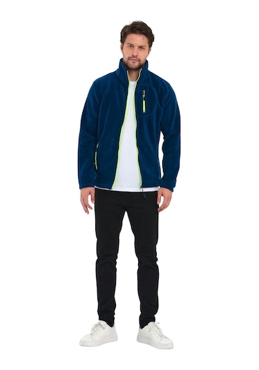 Genıus Store Erkek Polar Tam Fermuarlı 3 Cepli Outdoor Polar Ceket Tactical Flecee Polar-gns İndigo