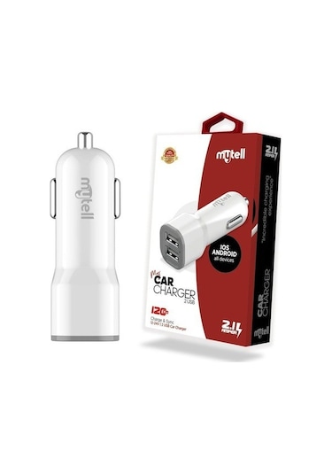 Mytell Çift Usb 2.1a Araç Şarj Başlığı - Beyaz