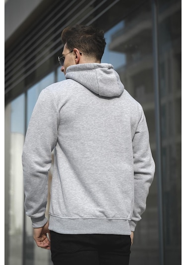 Oksit Janvier Üç İplik Şardonlu Fitted Kapüşonlu Basic Erkek Sweatshirt 001