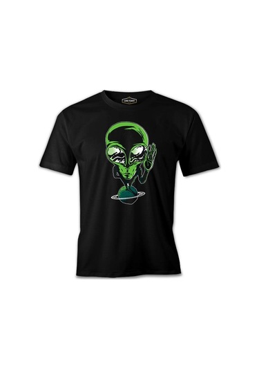 Alien On Planet Siyah Erkek Tshirt 001