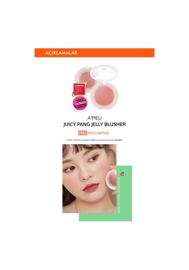 Missha A'PIEU Juicy-Pang Jelly Blusher Meyve Tonlarında Doğal Görünümlü Jel Allık CR01