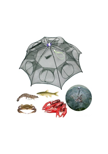Maiyame 6 Delikli Otomatik Açılır Çift Katlı Balık Avı Ağı - Tuzlu Ve Taze Su İçin Kabuk, Karides, Yengeç Avlama Aleti