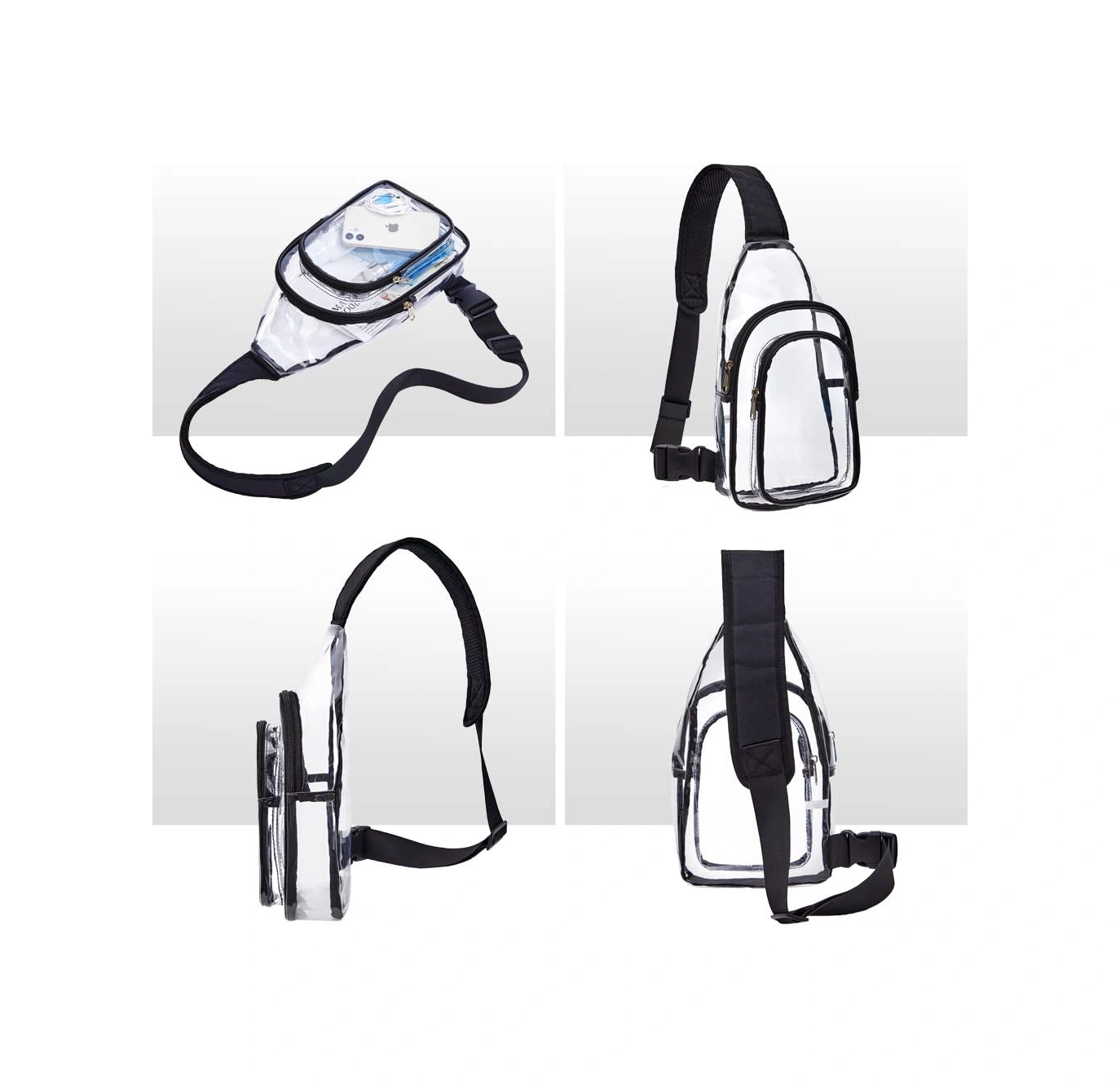 Yuntech01 Pvc Şeffaf Sling Çanta - Su Geçirmez Spor Stadyumu Güvenlik Çantası, Ayarlanabilir Askı, Üniversite Seyahat Çantası Çok Renkli