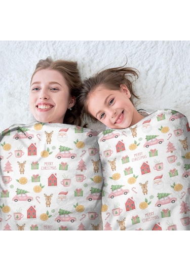 Noel Desenli 47 İnç Yuvarlak Flanel Battaniye, Yetişkin Ve Çocuk İçin, Yumuşak, Rahat Ve Hafif Noel Baba Noel Araba