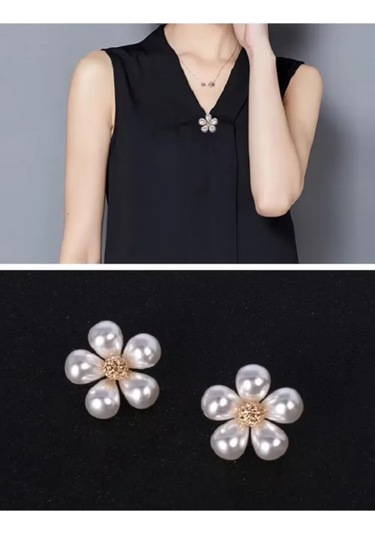 Olfil Broş-mini Çiçek İnci Minimalizm Stil 287942182 Altın Rengi