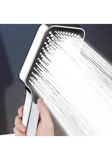 Kare Düğme Ayarlanabilir Duş Başlığı Gümüş: Süper Süper Şarjlı Duş Başlığı Kare Su Çıkışı Ev Tipi Su Isıtıcısı Tek Elle Sprey Duş Başlığı Gümüş