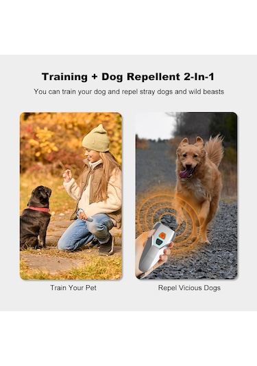 Köpek Havlama Kontrol Cihazları Led El Feneri İle Çift Sensörlü Havlama Önleyici Cihaz Ultrasonik Kö-siyah