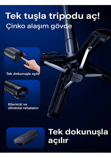 41.5 Cm 360 Ayarlanabilir Bluetooth Kumandalı Kablosuz Tripod Selfie Stick Monopod