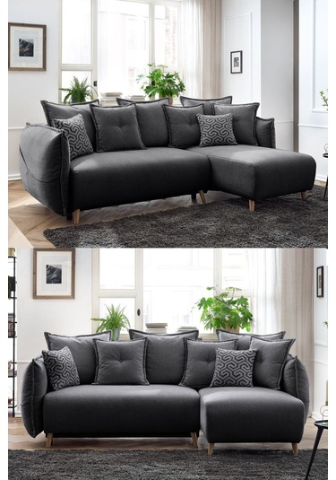 Puffy Sandıklı Köşe Koltuk Antrasit Sağ Köşe Antrasit