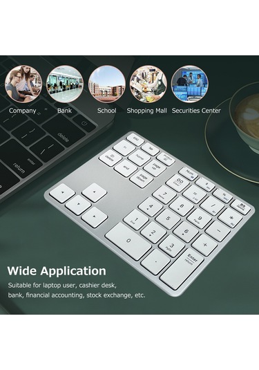 Springsun 35 Tuşlu Kablosuz Sayı Klavyesi: 2.4g+bluetooth Çift Mod, Alüminyum Kasa, 300mah Şarj Edilebilir Pil, Muhasebe Ve Finans İçin Siyah Diğer