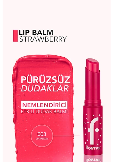 Flormar Lip Balm Meyve Kokulu Renkli Dudak Nemlendiricisi 003 Strawberry
