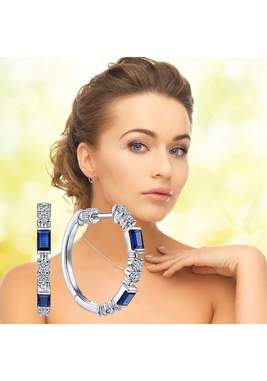 Prosperlink Lüks Mavi Kübik Zirkonya Küpe - Düğün, Parti Aksesuarı, Kadınlar İçin Hediyemavi Çinko Kaplamabeyaz0,11 Ct - 0,15 Ct14 Ayargümüşfl - If