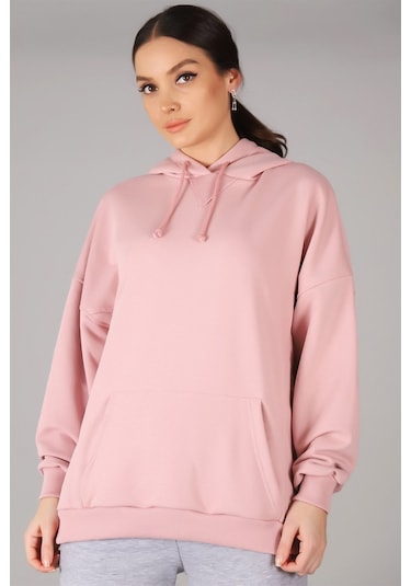 Sweetness Kadın Pudra Kapüşonlu Sweatshirt Pembe