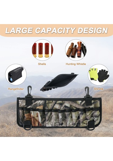 Aubyhe Kamuflaj Neopren Askeri Bel Çantası - Avcı Mühimmat Depolama Çantası Gri Desenli 36x13cm