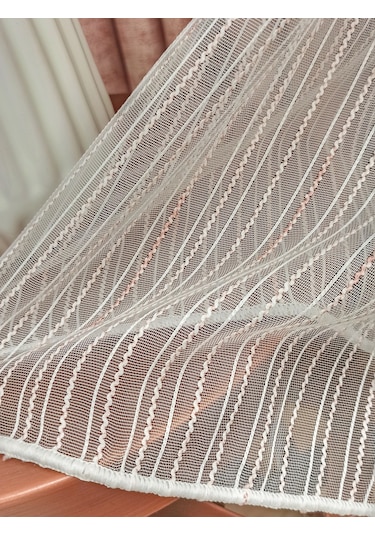 Pudra Tergal Eteği Kurşunlu Tül Perde / Ölçünüze Özel Dikim