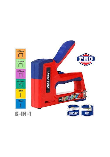 Workpro WP223002 6 in 1 Profesyonel 6-14 MM Mekanik Zımba + 15 MM Çivi Tabancası Set
