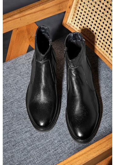 Bristol Hakiki Deri Kaydırmaz Taban Fermuarlı Chelsea Günlük Bot