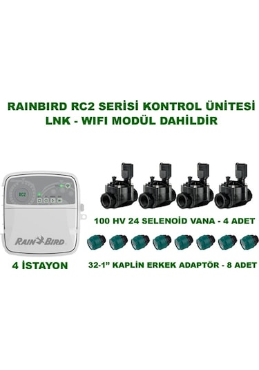Rainbird Rc2-4 İstasyon İç Mekan Kontrol Ünitesi 100 Hv Selenoid Vanalı Set