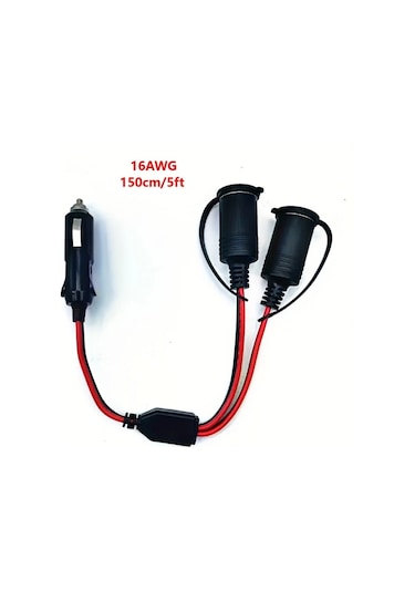 Dashanshop 1 Adet 15a Sigortalı 16awg Uzatma Kablolu 10ft Çift Çıkışlı Araç Çakmaklık Adaptörü 12v 24v Gps Dash Cam