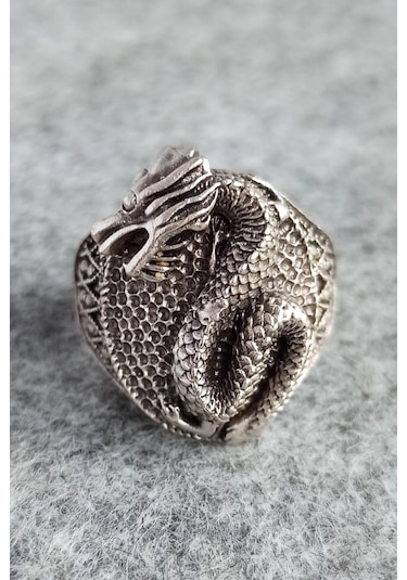 Game of Thrones Targaryen Ejderhası Şekilli Gümüş Kaplama Erkek Yüzük