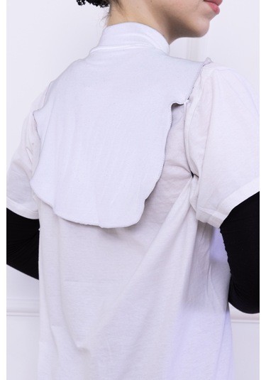 Balıkçı Yaka Boyunluk Beyaz - Dik Yakalı Kadın Tesettür Penye Yarım Body Hijab Namaz Boyunluğu Beyaz