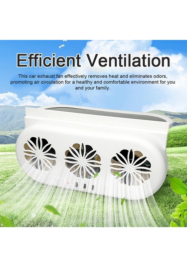 Hallow-3  Usb Ve Güneş Enerjili Fanlı Araba Egzoz Hava Vantilatörü Beyaz