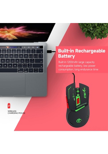 Maiyame X30 Kablosuz Mouse: 2.4g Bağlantı, 3 Seviye Dpı 1200-2400 , Renkli Solunum Işığı, 1200mah Şarj Edilebilir Pil, Siyah Optik