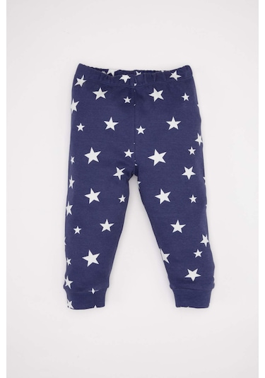 DeFacto Erkek Bebek Pijama Takımı Yıldız Desenli Uzun Kollu Penye Üst Beli Lastikli Uzun Alt D6809A5NSPR160 Mor