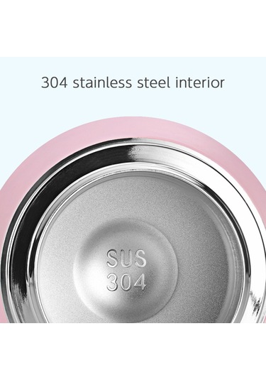 Youtek 320ml Pembe Çift Katlı Paslanmaz Çelik Termos Bardak, Sıcak/soğuk Saklama, Taşınabilir Kayışlı, Dışarıdaki Sevimli Desenli Siyah