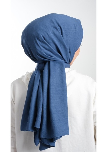 Hürrem Bone 202105_34 Pamuk Düz Klasik Caz Şal İndigo