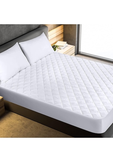 %100 Pamuklu Kapitone Fitted Full Kenar Su Sıvı Geçirmez Yatak Koruyucu