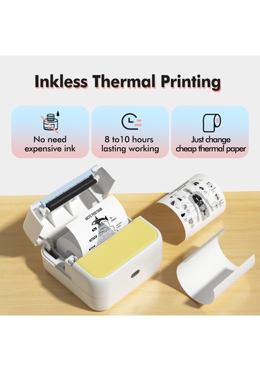 Yunboo S1 Mini Termal Etiket Yazıcı, 203dpi, Bluetooth, 1500mah Pil, 6'lı Termal + 5'li Yapışkan Kağıt, 5 Dil Kılavuzu