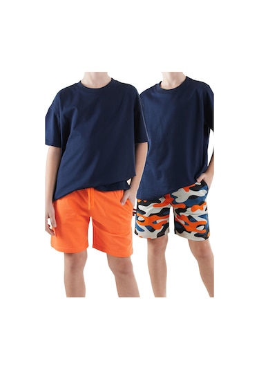 Denokids Erkek Çocuk Basic 2'li Şort Takım Renkli