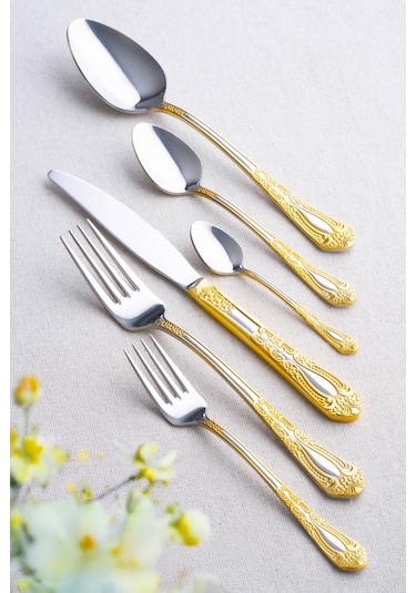 Haven 6 Kişilik 36 Parça Çatal Kaşık Bıçak Seti Altın - Gümüş
