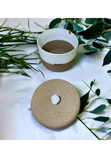 Hasır Sepet, Kapaklı Dekoratif Sepet, Çok Amaçlı Saklama