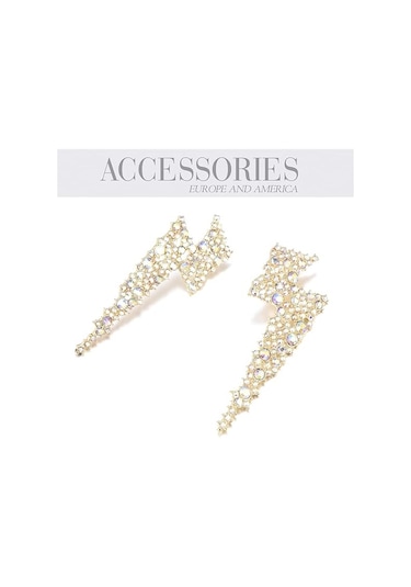 Kristal Şimşek Sallantılı Küpeler, Flaş Gösterişli Küpeler Gold