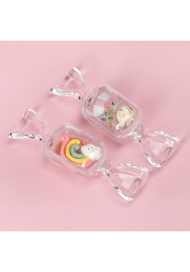 10 Adet/set Mini Plastik Şeffaf Şeker Kutusu Düğün Bebek Partisi Dekorasyonu İçin Sevimli Şeker Şeklinde Saklama Kabı Pembe