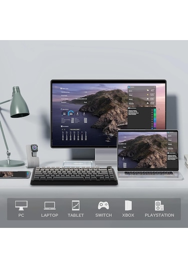 Aula F75 Max Mekanik Rgb Tkl Reaper Switch Kablosuz Makrolu Hot Swap Klavye Gri