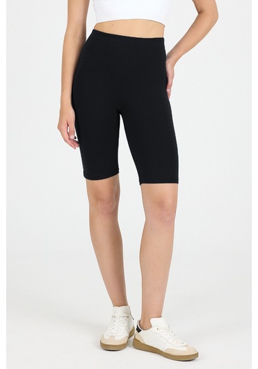 Malabadi Kadın Siyah Penye Modal Yüksek Bel Sporcu Biker Tayt 1911 SiYAH