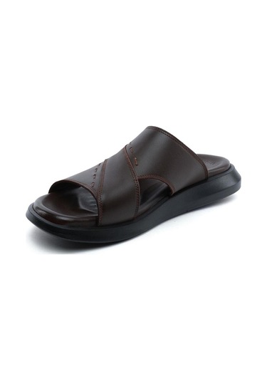 64689 Kahverengi Erkek Hakiki Deri Erkek Terlik Kahverengi