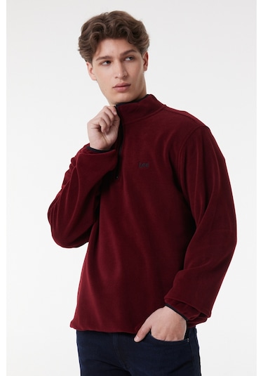 Lee Regular Fit Normal Kesim Dik Yaka Yarım Fermuarlı Bordo Polar L212208810 Bordo
