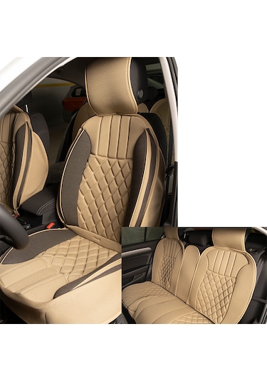 Space Elegance 5'li Koltuk Kılıfı Set Minder Bej-koyu Bej / Klmny541