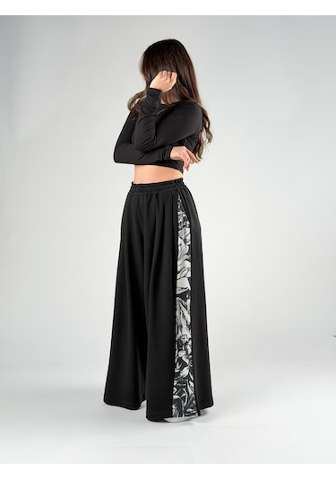 Cocopelli Desenli Siyah Oversize Kadın Samurai Pantolon Coc2775 Siyah