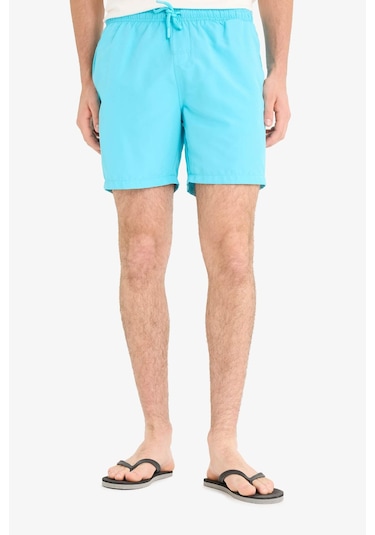 DeFacto Regular Fit Kısa Boy Cepli File Astarlı Beli Bağcıklı Düz Hafif Kumaş Deniz Şortu E5133AXNSTR111