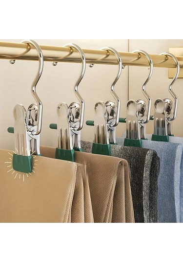 Awesomestore 5 Adet Paslanmaz Çelik Askı Kumaş Ve Pantolon İçin Nazik Rastgele Renk