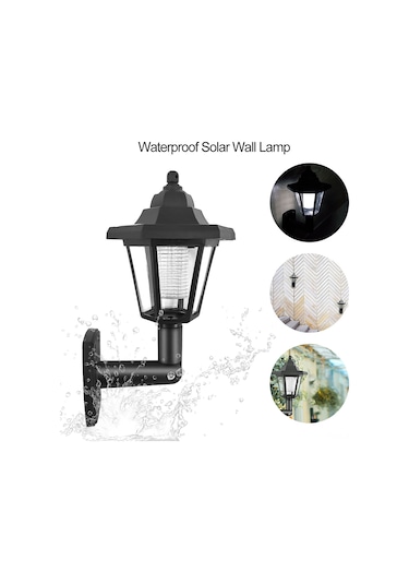 Xiyyadms Güneş Enerjili Led Duvar Lambası, Otomatik Işık Sensörlü Altıgen Tipi, Islak Ortam Uygun, Sıcak Beyaz Işık, 1 Adet Sıcak Beyaz